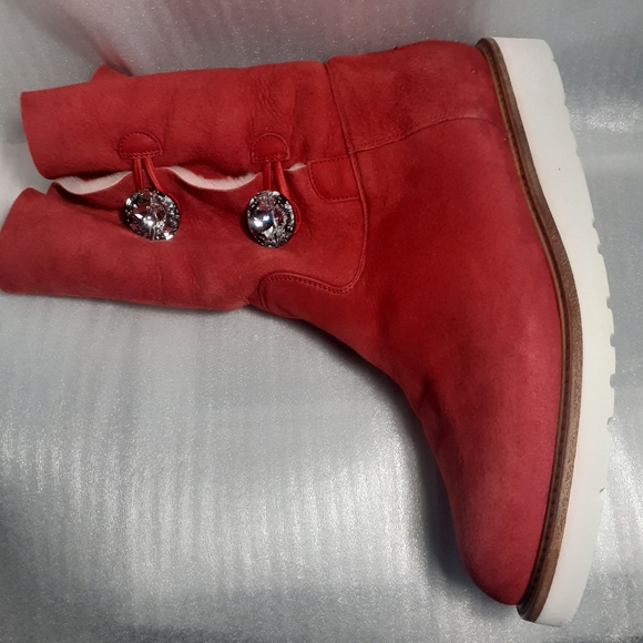 NANDO MUZI Italian Sheepskin Swarovski crystal Embellished Fur Shearling boot - Picture 5 of 9